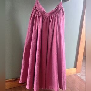 VTG Mondi Linen 26" Pink Twirl Skirt A Line Pockets Small